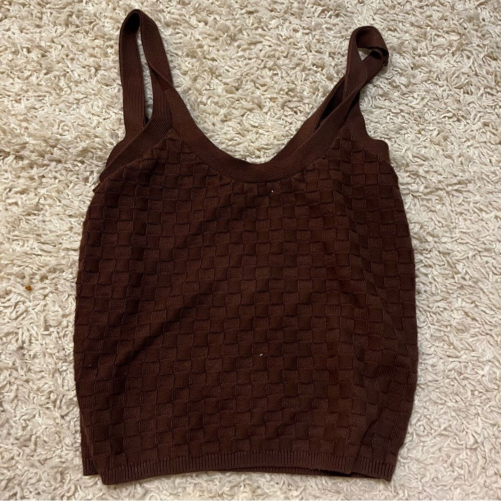 abercrombie and fitch brown waffle tank top size small